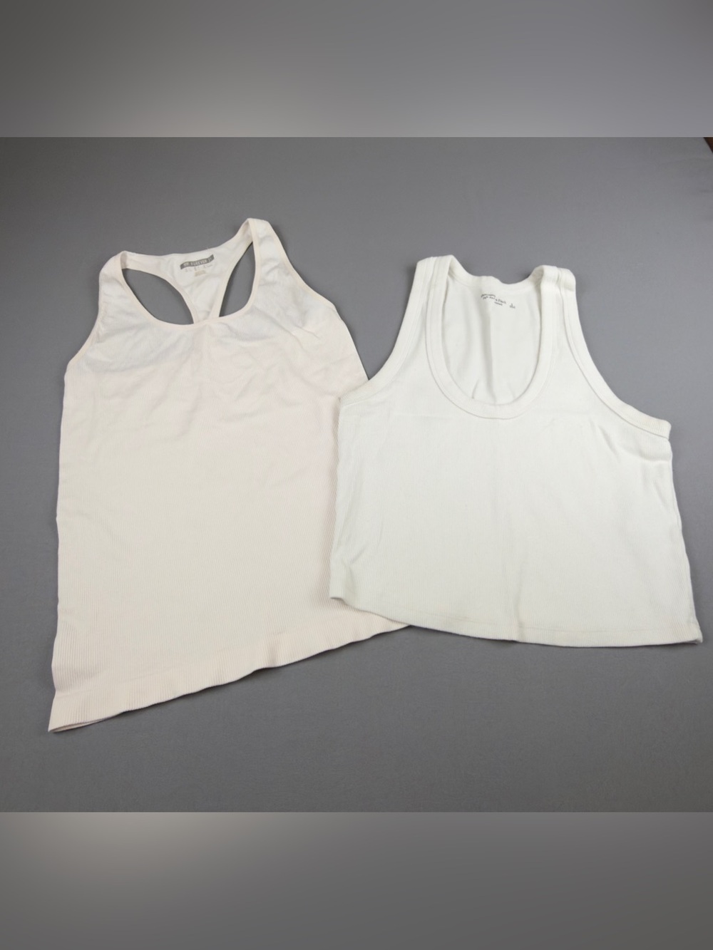 Abercrombie & Fitch/Forever 21 White Ribbed & White Tank Duo